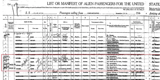 1922 Ellis Island Manifest